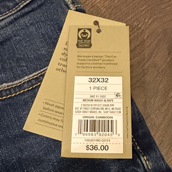 NWT Goodfellow &  Co. Medium Wash Straight Flex Jeans 32 x 32 - Picture 3 of 8